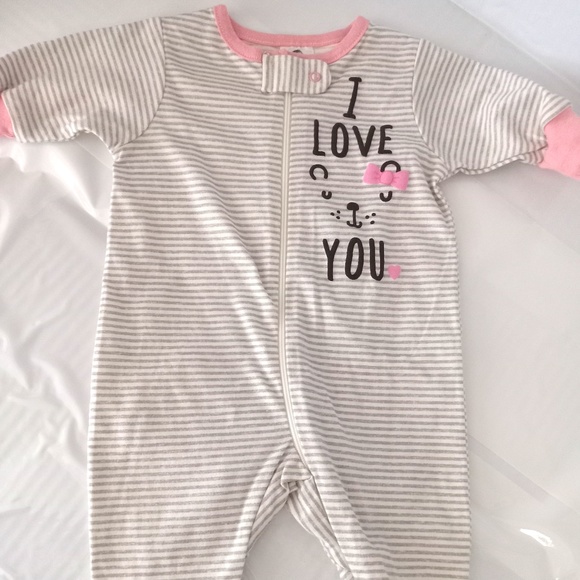 GERBER:  2 Newborn Baby Girl Organic Cotton Zipper Sleeper Pajamas - Picture 3 of 5